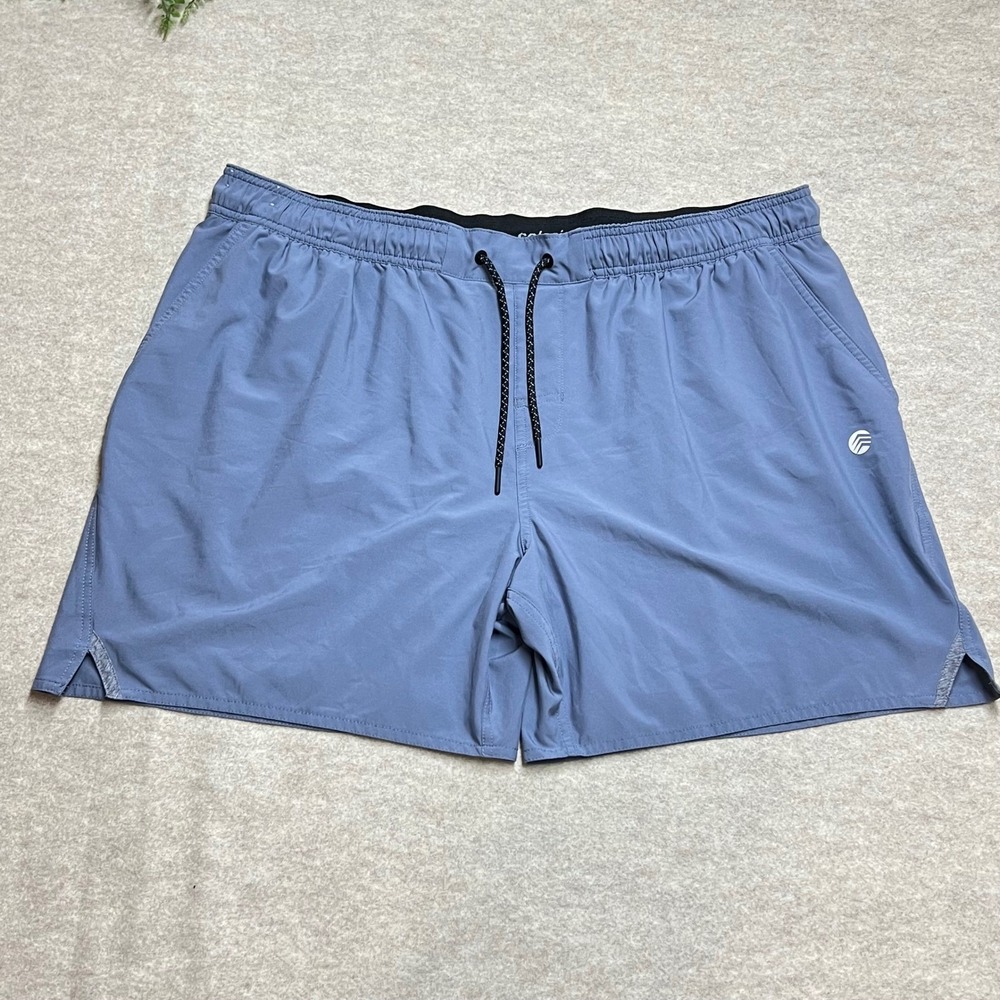 Athletic Training Shorts Solaris Mens XXL Blue Grey Lined Zipper PocketLN